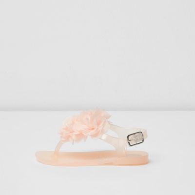 Mini girls light pink corsage jelly sandals